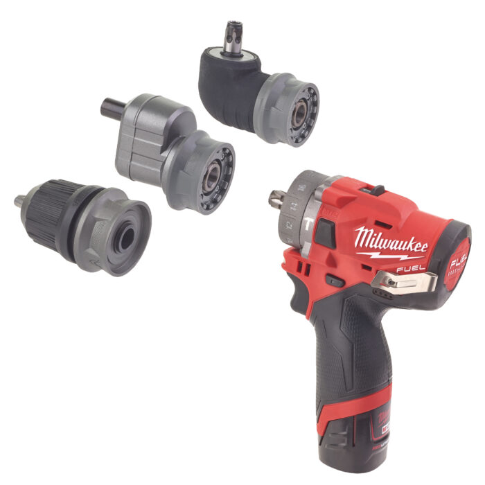 M12 FPDXKIT-202X-Trapano compatto a percussione 12 Volt 2,0 Ah Tecnologia FUEL valigetta HeavyDuty con 3 mandrini intercambiabili-Milwaukee