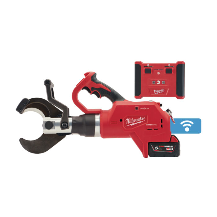 M18 HCC75R-502C-Tagliacavi idraulica per cavi interrati rame/alluminio 18V 2x5,0Ah Tecnologia ONE KEY - con ganascia e REMOTE CONTROL-Milwaukee